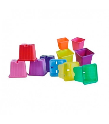 Maceta Cuadrada C. Rosa 7 x 7 x 6 cm. - 0.21 lt. 